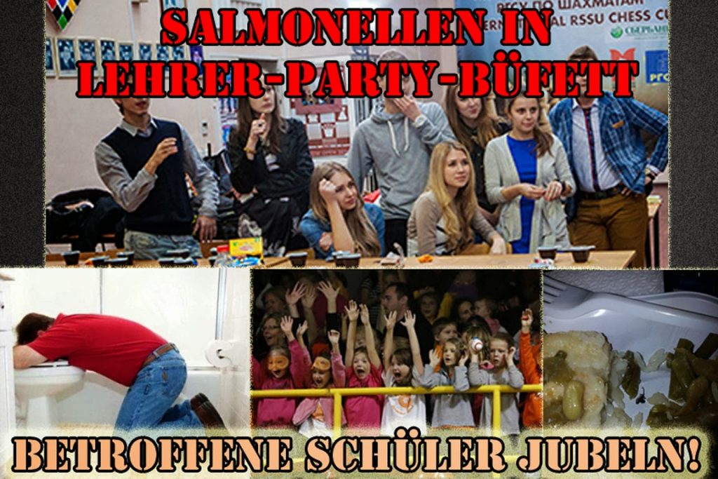Salmonellen in Lehrer Party Buefett Schule lustig Spassbilder Satire Kinder, Lebensmittel, Satirische Nachrichten