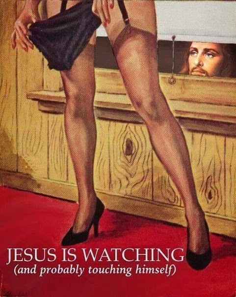 Spass Bild Jesus Christus beobachtet dich lustig