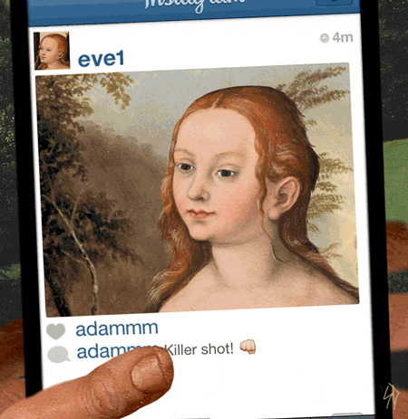 Adam und Eva auf Tinder matchen sich Menschliche Marotten: Lustige Geschichten aus dem Leben Internet, Lügen, Lustige Menschen, Lustige Predigt