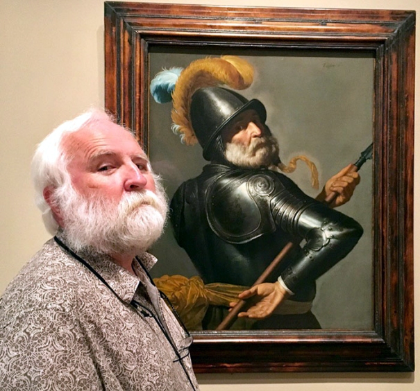 Alter Mann mit Bart findet Gemälde das aussieht wie er selbst 