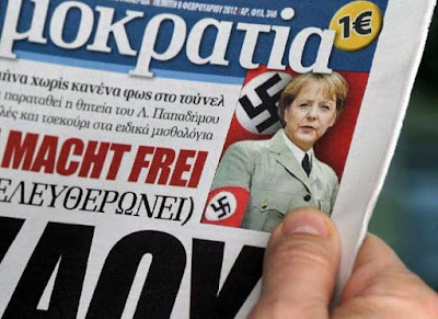 Angela Merkel aus Hitler in Zeitung Angela Merkel als Hitler in Zeitung