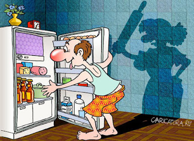 Comic witzige - Mann und Frau - Ehepaar in der Küche