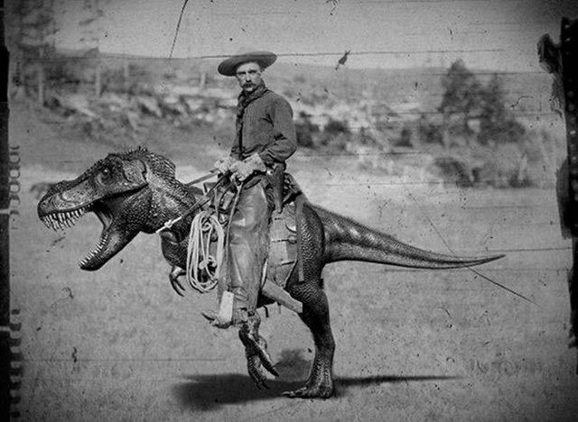 Cowboys und Dinosauriere alte Fotos aus dem Wilden Westen Spassbilder Enthüllung Enthüllung