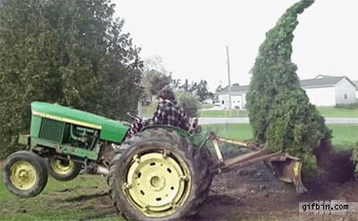 Gartenarbeit mit Traktor lustig Gartenarbeit mit Traktor
