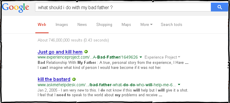 Google Suchergebnis böser Vater