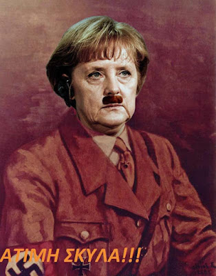 Griechenland Krise - Angela Merkel wird als Hitler dargestellt