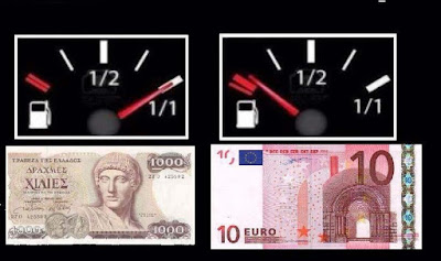 Griechische Drachme und der Euro im Vergleich witzig