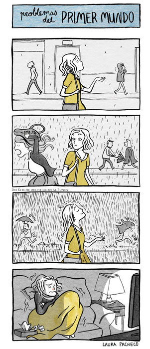 Ich liebe Sommerregen - Frau mit Erkältung Comic 