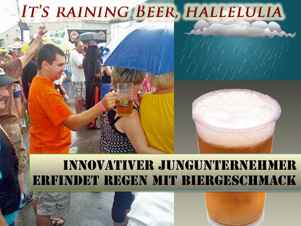 Innovativer Erfinder laesst Bier regnen lustige Satire 1 Satirische Schlagzeilen und ironischer Blick auf die Welt Bier, Satirische Nachrichten, Schlechtes Wetter