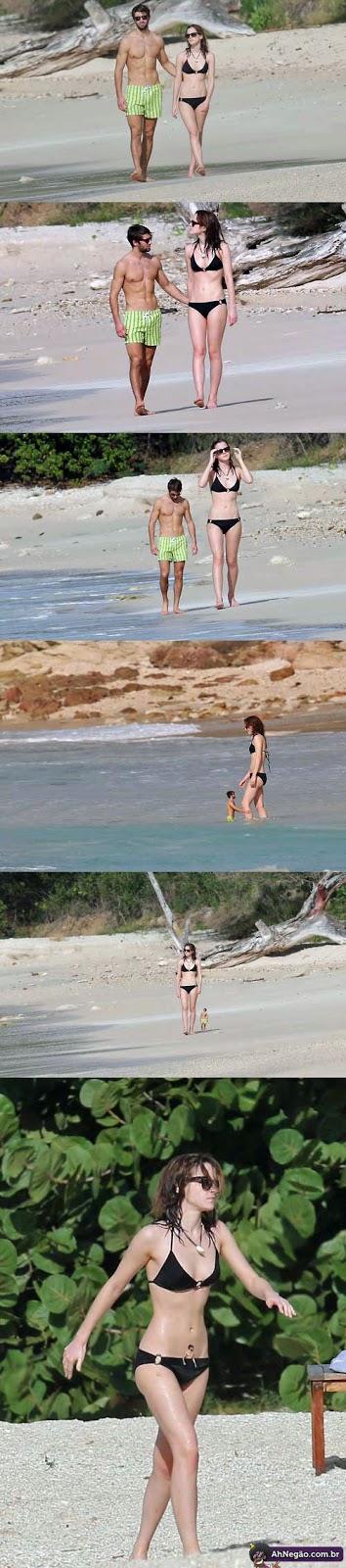 Lustige Emma Watson mit Freund am Strand Emma Watson mit Freund am Strand