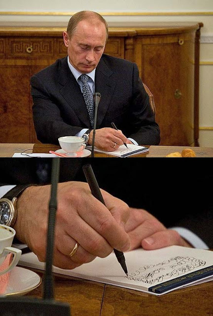 Politiker Bilder - Putin kann nicht schreiben