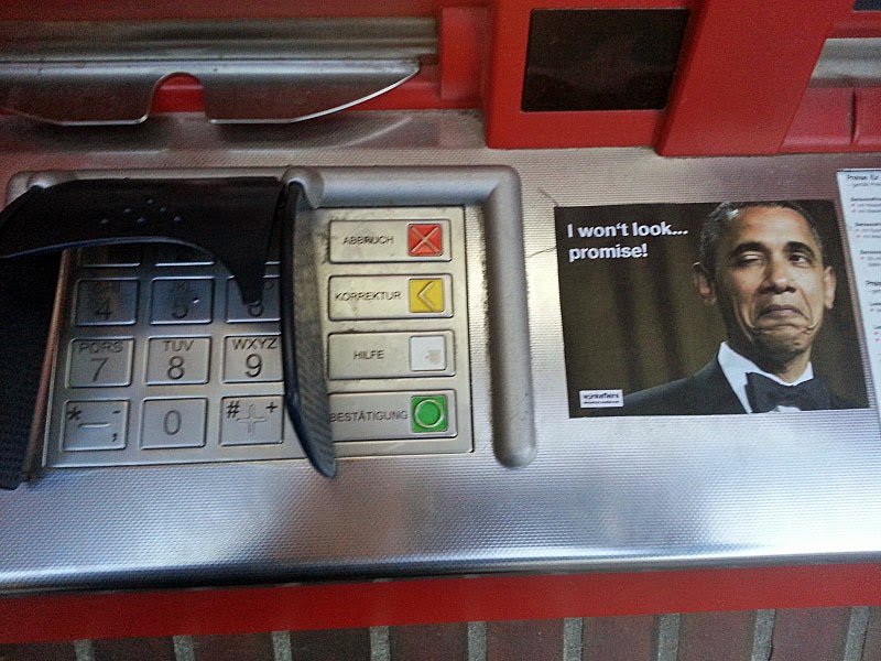 Lustige Spaßbilder Obama Kennwortschutz Bankautomat witzig Obama Kennwortschutz Bankautomat