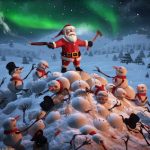 Lustiger Weihnachtsmann zum lachen kaempft gegen Zombi Schneemaenner 1 Wissenswertes zum lachen Freizeit, Lustiges, Natur, Winter