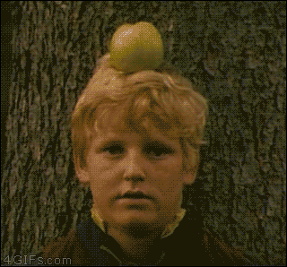 Wilhelm Tell - Apfel von Kinderkopf schießen - komisch