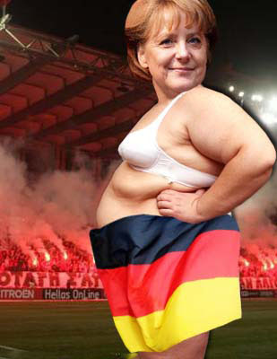 Angela Merkel in Deutschland Flagge gehüllt