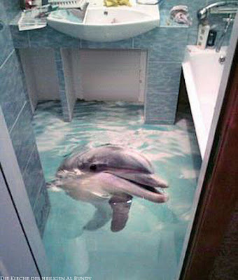 Lustiges Bild zum lachen - Delfin schwimmt im Badezimmer Delfin schwimmt im Badezimmer