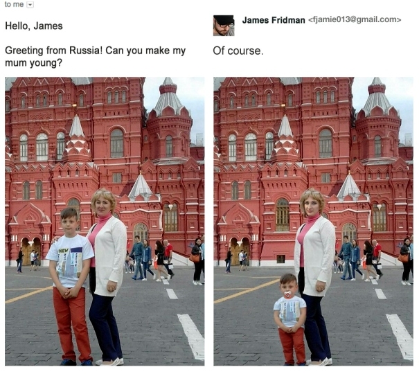 Mutter auf Foto jünger aussehen lassen - Spaßbilder Russland Kreml