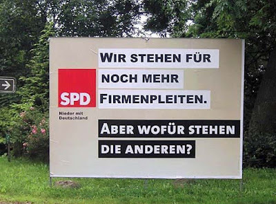 Wahlplakat der SPD Partei zum lachen